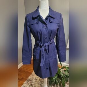 Ann Taylor Loft Blue Trench Coat with Paisley Lining- Size S